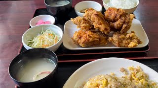 北海道名物！特大ザンギ定食／big fried chicken in Hokkaido.