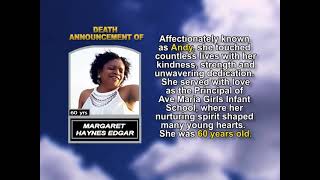 Margaret Haynes Edgar ~ Short Obituary