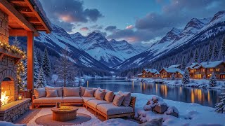 Soft Piano Sounds, Winter Snow and a Crackling Fire Create A Cozy Atmosphere for Peaceful \u0026 Relaxing