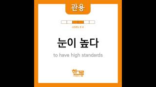 [Korean expression]눈이 높다 to have high standards in Korean Pronunciation