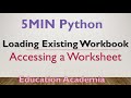 5Min Python-Load Existing Excel WorkBook and Access Worksheets using openpyxl package