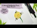 How to paint Honey bees and flower. Ballpoint pen and watercolor demo. Easy drawing tutorial.