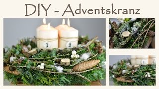 DIY - Adventskranz selber machen im Shabby Chic Stil I Naturmaterial mit einem Hauch Weiß I How to