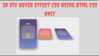 3D Div Hover Effect CSS Using Html CSS Only