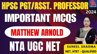 HPSC PGT/ASST. PROFESSOR/NTA UGC NET-ENGLISH I MATTHEW ARNOLD IMPORTANT MCQS I तैयारी SELECTION की