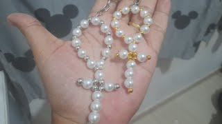 Mini terço 📿 com pérolas super fácil de fazer para batizado.