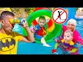 Five Kids show the safety rules in the pool