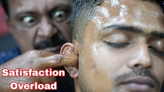 Big Eyes Barber Satisfying Ear Finger ASMR | Heavy Oil Ear Massage ASMR | Heavy Oil Head Massage