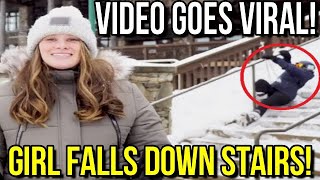 Hilarious Viral Video Shows A Skier Struggling On Icy Steps!