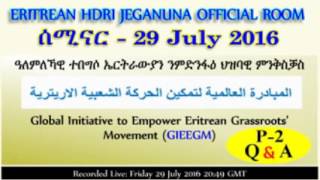 GIEEGM ዓለምለኻዊ ተበግሶ ኤርትራውያን ንምድንፋዕ ህዝባዊ ምንቅስቓስ Seminar 2016-07-29 Q\u0026A Part-2