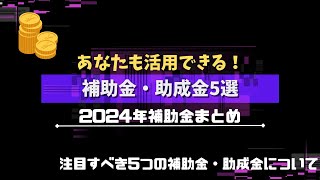 【2024年補助金まとめ】あなたも活用できる！補助金・助成金5選