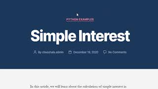 Simple Interest in Python