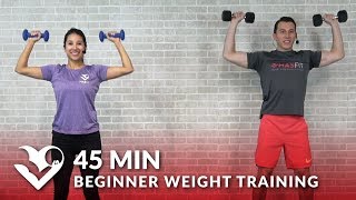 45 Min Beginner Weight Training for Beginners Workout - Dumbbell Strength Training for Women & Men