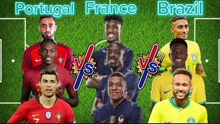 Portugal Trio vs France Trio vs Brazil Trio. (Ronaldo, Neymar, Mbappe)