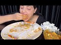 eating matar paneer with jeera rice butter paneer masala extra gravy big bites mukbang eating