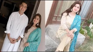Iqrar ul Hassan with his 2nd Wife Farah Yousuf on Eid 1st Day