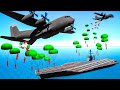 Using ENDLESS PARATROOPERS To Invade the Aircraft Carrier in Ravenfield!