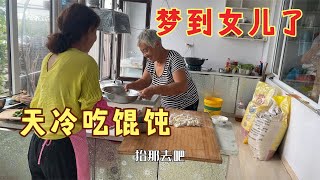 农民王小：东北天气变凉了，婆媳包热乎馄饨吃，做梦梦到女儿了