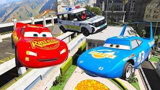 Şimşek McQueen Ekibi vs Türk Polis Arabalar Lav Havuzunda - GTA 5 MODS