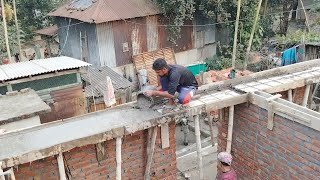 Lintel Formwork Techniques _ Reinforcement Sunshade Slab for House | Lintel Centering Work