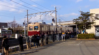 西鉄 313形　リバイバルカラー 　貝塚駅から車庫へ行く風景　2015年1月24日