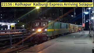 22156 : Kolhapur - Kalaburagi Express arriving at Solapur Railway Station