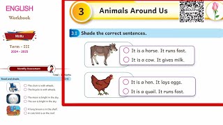 EE 2nd standard Mottu English term 3 work book answers Unit 3 Animals around us