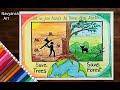 Save Forest poster drawing/World Forest Day drawing/Save wildlife and Forest poster drawing