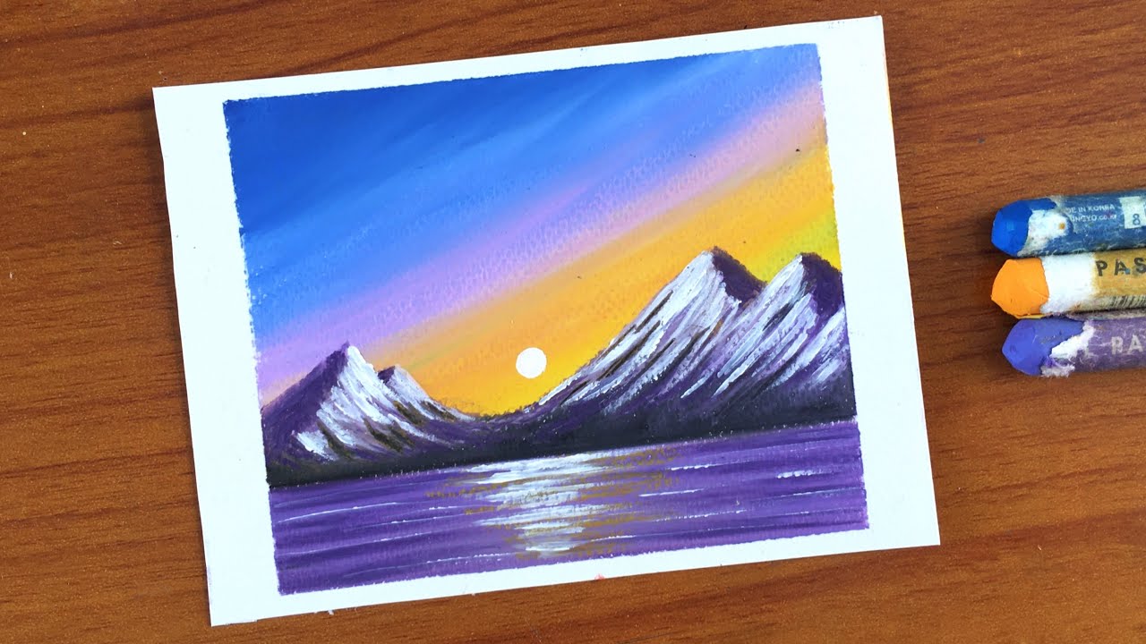 Simple Mountain Landscape Oil Pastel Painting For Beginners Oil