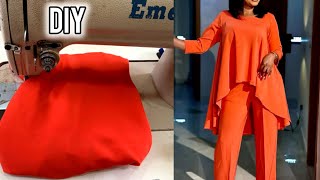 Learn How To Cut High Low Flare Top Tutorial | High Low Circle Top Cutting And Stitching | Flare Top