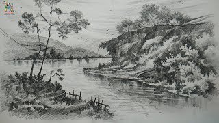 Learn Drawing and Shading A Landscape Art With PENCIL | Pencil Art | Pencil Sketching