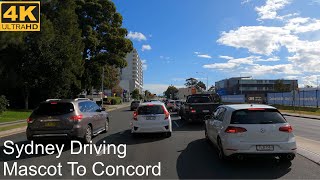 Driving Mascot To Concord | Sydney Australia | 4K UHD