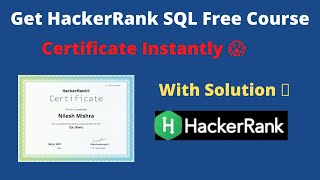 SQL Free Hacker rank Certification With Solutions | Free Hacker rank Sql Course Certificate