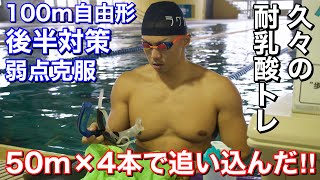 【耐乳酸】久々の耐乳酸トレ！50m×4本で追い込んだ！