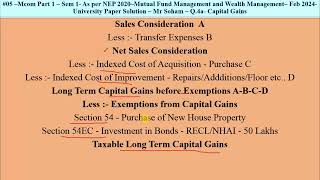 #05–Mcom Part1–Sem1- As per NEP 2020–Mutual Fund \u0026 Wealth Management–Feb2024-UPS–Q.4a -Capital Gains