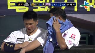 20130910 CPBL 象VS犀牛 6下 吳宗峻判斷失誤，頻頻對陽建福say sorry！