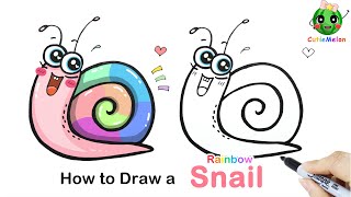 儿童简笔画可爱彩虹蜗牛🌈🐌  How to Draw A Rainbow Snail|Spring Animals|Easy Drawings for kids【西瓜宝宝学画画学英语】简笔画教程