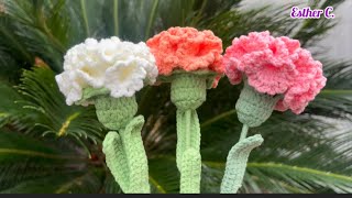 CROCHET CARNATION FLOWER 🌸 Easy and Quick Step-by-Step Crochet Carnation Flower Tutorial #crochet