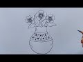 very easy and simple flower pot drawing flower vase drawing pencil drawing how to draw flower pot