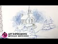 Ai Watercolor - Winter Church