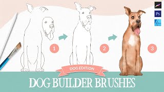 How to draw a dog easy with stamps in Procreate - step by step tutorial