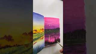 Simple Sunset painting #aesthetic #artprocess #paintingvideo #sunset #easypainting  #gouache #shorts