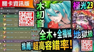 【酋長 YmKai】神魔之塔◎純木初音隊【極光23地獄級】全木+全機械成就◎穩定速刷【全木初音這樣帶容錯率超高！】 (國王所背負的重擔◎多重分裂)