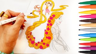 Rapunzel simple coloring with magic🖌 | creative coloring for children🪄