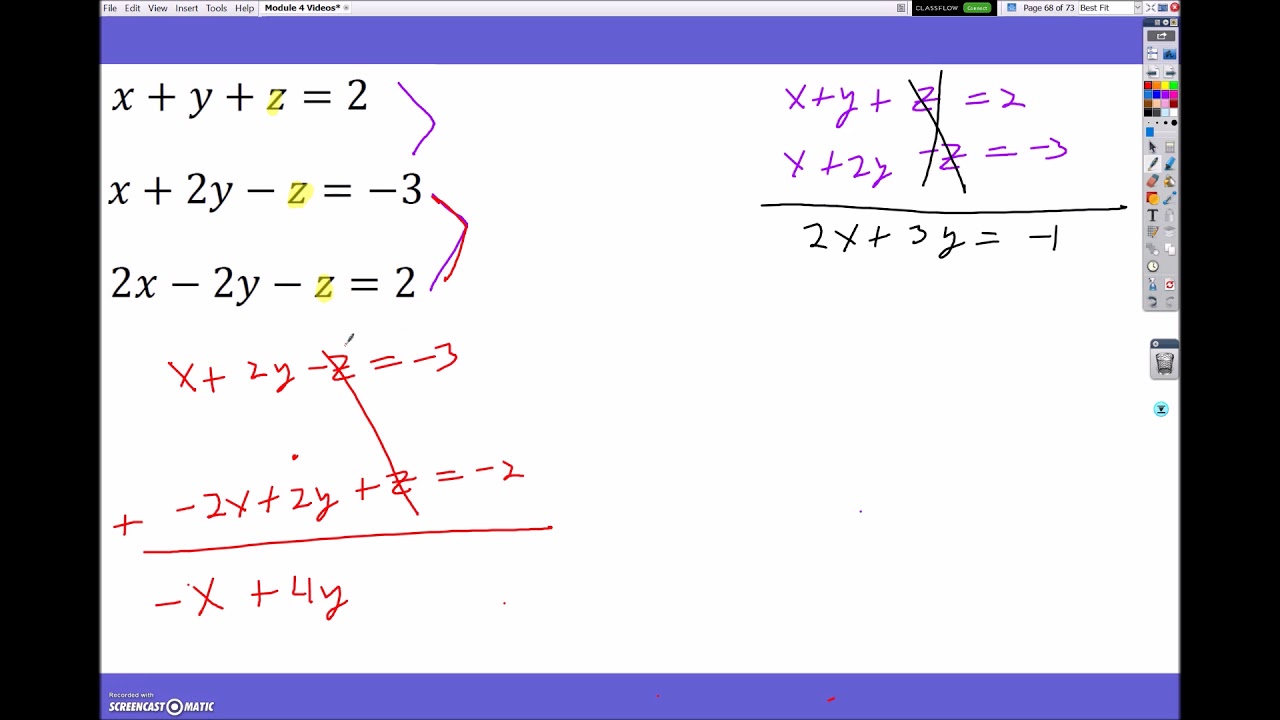 Solving Linear Equations With Three Variables - YouTube