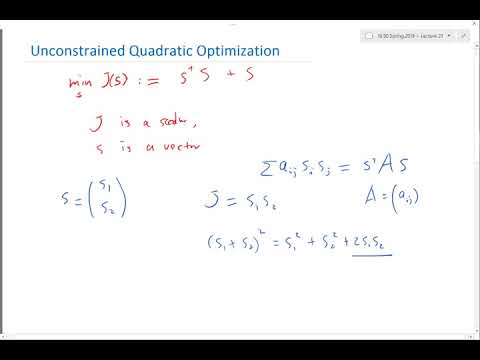Unconstrained Quadratic Optimization Part 1 Unconstrained Quadratic Optimization Part 1