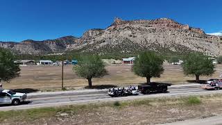 Drone video of baseball parade in East Carbon Utah - June 2024