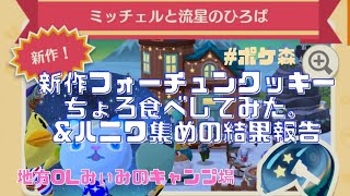 【ポケ森】ミッチェルと流星のひろばフォーチュンクッキー4個食べてみた\u0026ハニワの結果報告【フォーチュンクッキー】【ポケ森レイアウト】