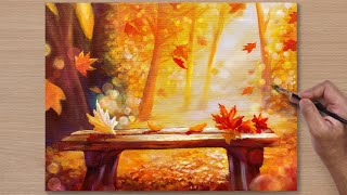 How to Draw Autumn Scenary / Acrylic Painting / STEP BY STEP #100