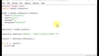 Database Tutorial - Python MySQL Limit